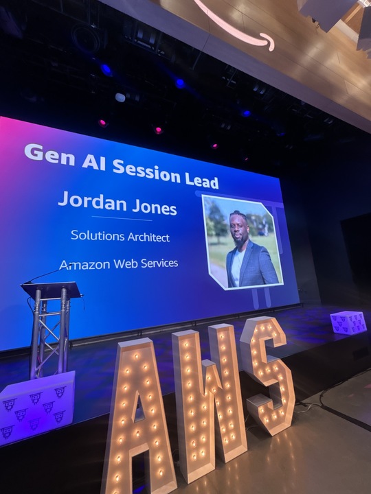 Jordan Jones as Gen AI Session Lead at AWS event